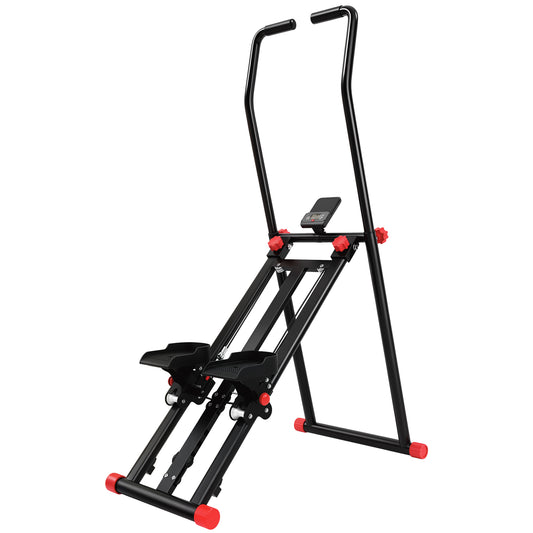 SPORTNOW Stair Stepper for Home Gym with 3 Resistances, Foldable Vertical Stair Climber with Adjustable Handlebar, LCD Monitor