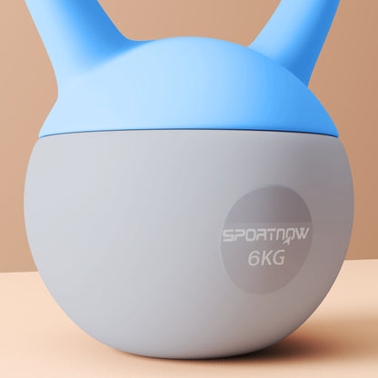 SPORTNOW 6KG Soft Kettlebell, Kettlebell with Non-Slip Handle for Home Gym, Weight Lifting, Strength Training, Light Blue/Grey