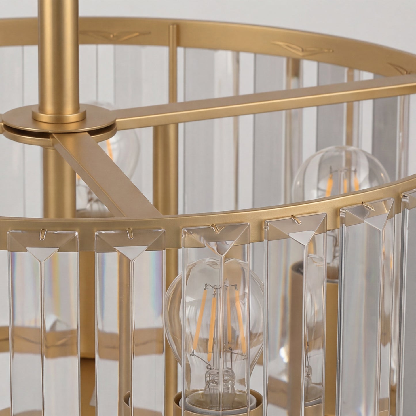 HOMCOM Semi Flush Mount Modern Crystal Chandelier Ceiling Light, Crystal Ceiling Light Fixture with E14 Base, Gold