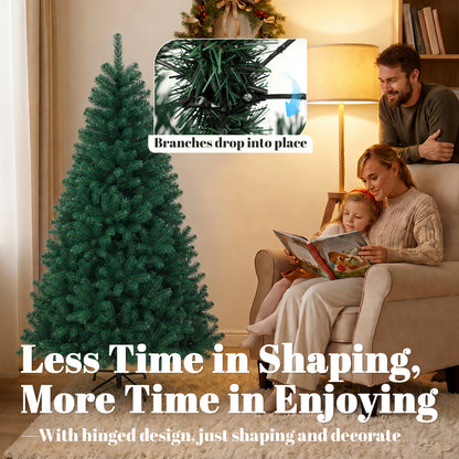 HOMCOM 5ft Artificial Christmas Tree, Fir Hinged Xmas Tree with 420 Branch Tips, Foldable Steel Stand, Green