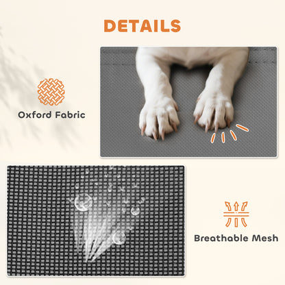 PawHut Outdoor Dog Bed with Removable Canopy, Portable Raised Dog Bed for Camping, Garden & Beach, Water-Resistant UV-Protection Mesh Pet Cot Sun Lounger, for XL Pets, 122 x 92 x 108 cm, Grey-Pet Cots-ChewyGames-ChewyGames