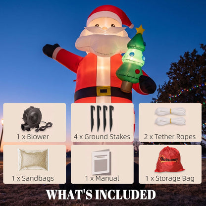 Outsunny Inflatable Christmas Decoration, 8FT Christmas Inflatable Santa with Bright LED Light, Red