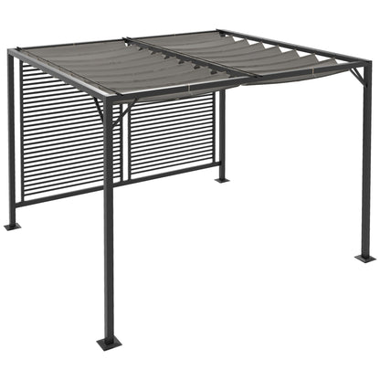 Outsunny 3 x 2.8m Metal Pergola, with Retractable Fabric Roof - Grey