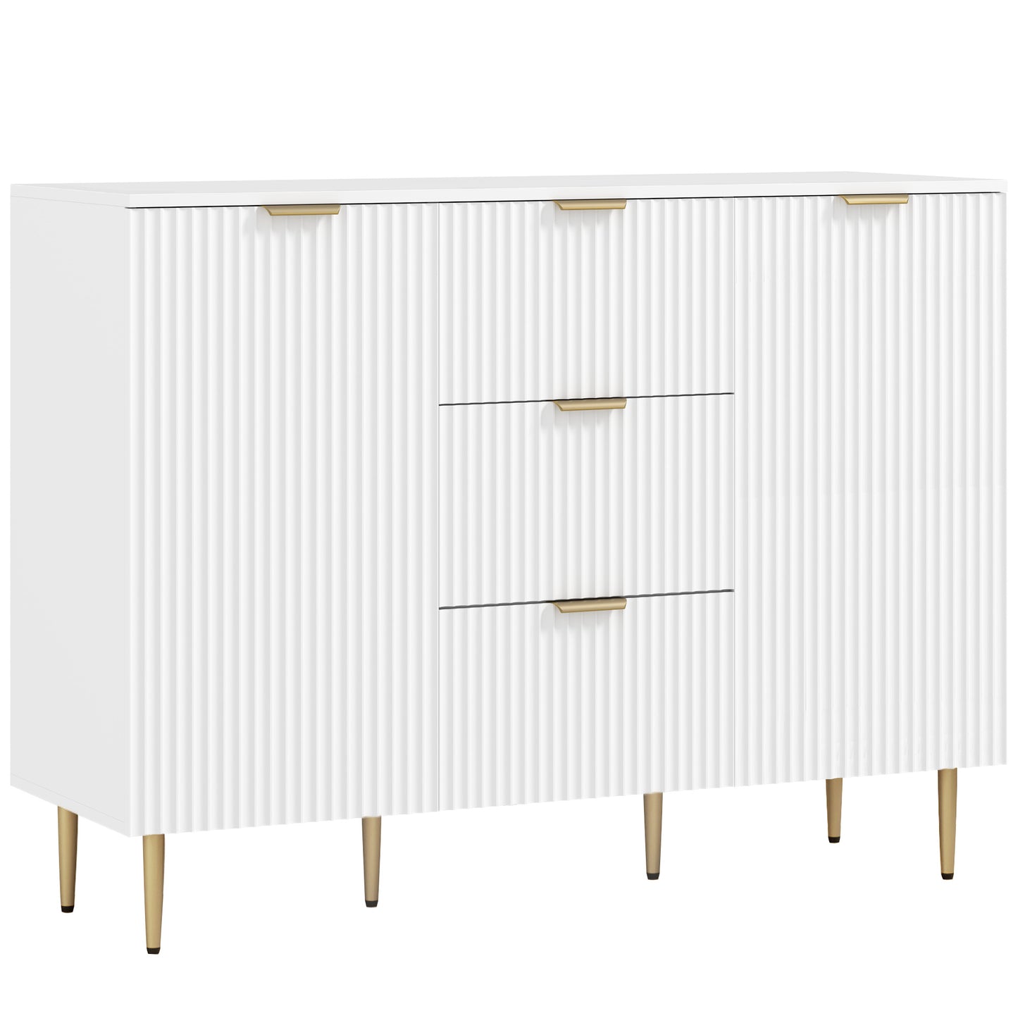 HOMCOM 2-Door Sideboard with 3 Drawers and Adjustable Shelves - White-Sideboards-ChewyGames-ChewyGames