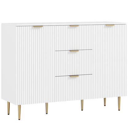 HOMCOM 2-Door Sideboard with 3 Drawers and Adjustable Shelves - White-Sideboards-ChewyGames-ChewyGames