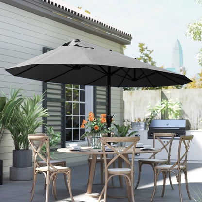 Outsunny 4.6m Double Garden Parasol - Black