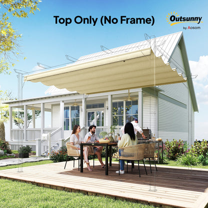 Outsunny Retractable Pergola Cover, 3.5 x 2.6 m Replacement Canopy Fabric for 4 x 3 m Frame, Roof Top Only, Cream White