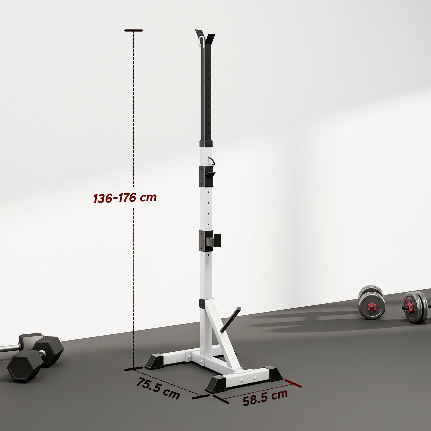 HOMCOM Weights Bar Barbell Rack Squat Stand Adjustable Portable Weight Lifting Max Load 200kg, Suitable For Home Gym Training Work Out