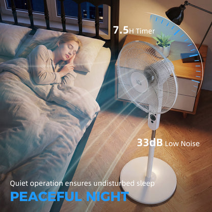 HOMCOM 124cm Pedestal Fan with Sleep Mode, Oscillating Standing Fan with 3 Modes, Remote Control, Adjustable Height, White--ChewyGames-ChewyGames