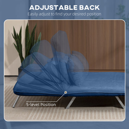 HOMCOM Two-Seater Click-Clack Sofa Bed - Dark Blue