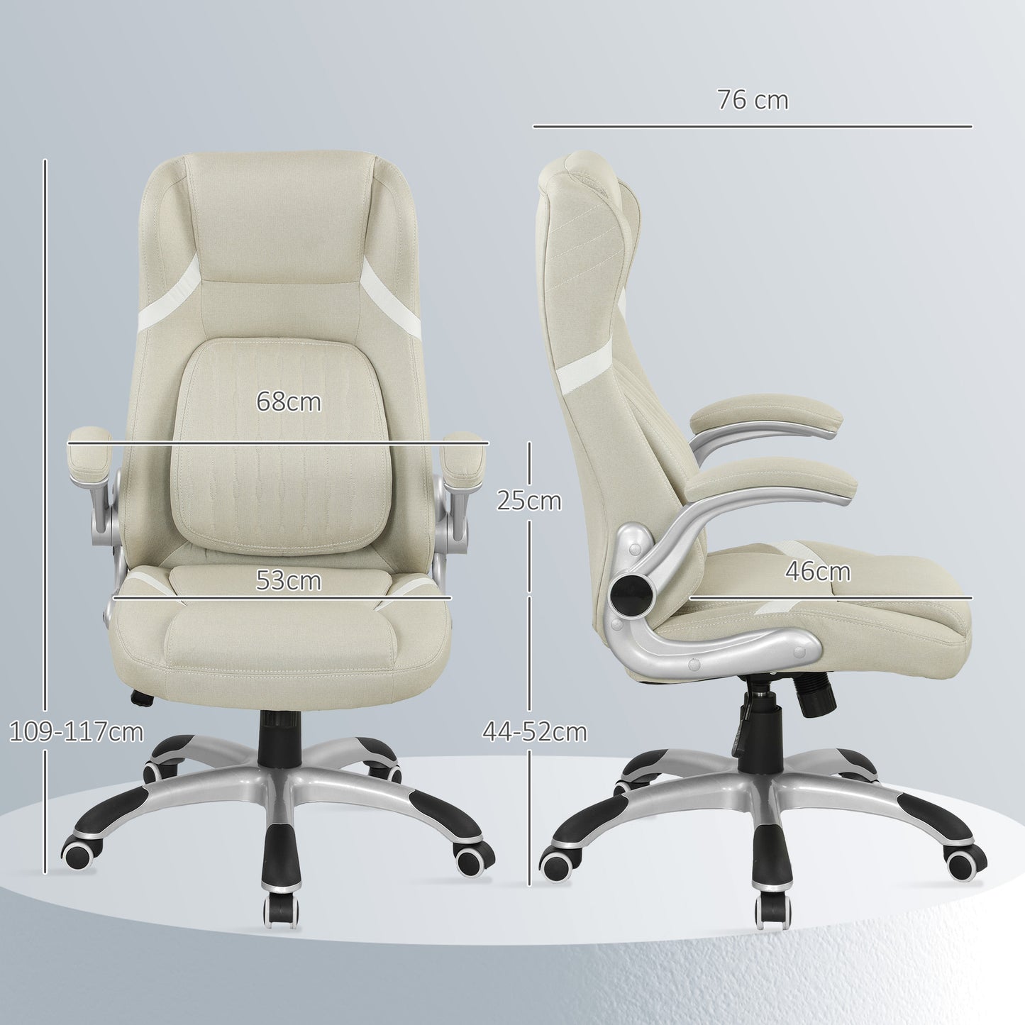 Vinsetto Linen-Look Office Chair, with Adjustable Height and Tension - Beige