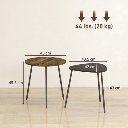 HOMCOM Nesting Side Table Set of 2 - Rustic Brown--ChewyGames-ChewyGames