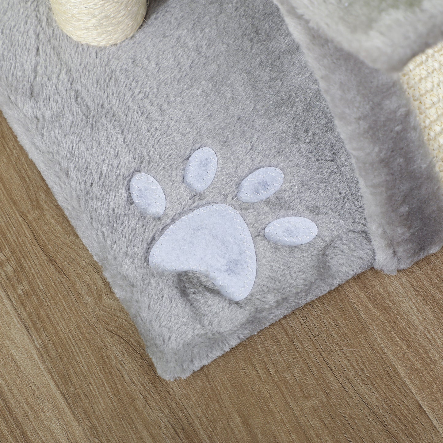 PawHut Cat Tree, Cat Tower for Kittens with Rotatable Top Bar, Sisal Scratching Post, Tunnel, Dangling Balls - Grey