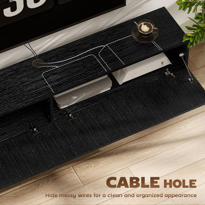 HOMCOM 140cm Floating TV Stand, Wall Mount TV Unit with Cable Management Hole, Fits up to 72" TV, Black