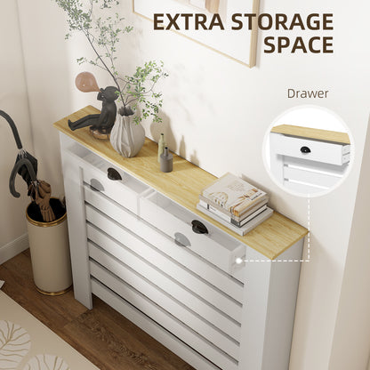 HOMCOM 95.5H x 111Wcm Radiator Cover, with Drawer - White--ChewyGames-ChewyGames