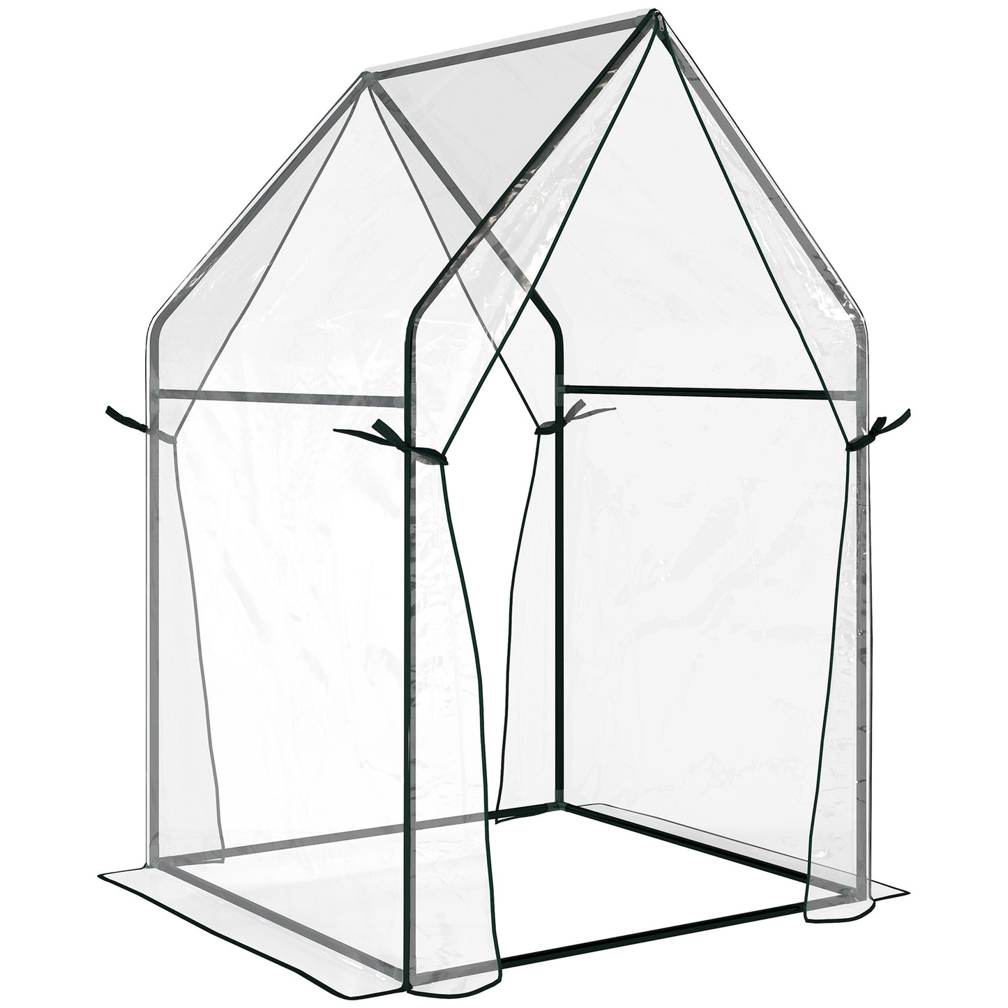 Outsunny Mini Greenhouse, Garden Tomato Growhouse with 2 Zipped Doors, Portable Indoor Outdoor Green House, 90 x 90 x 145cm, Clear