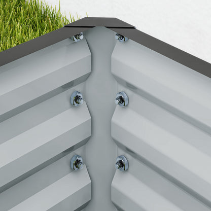 Outsunny Set of Two 110 x 50cm Steel Planter Boxes -  Light Grey
