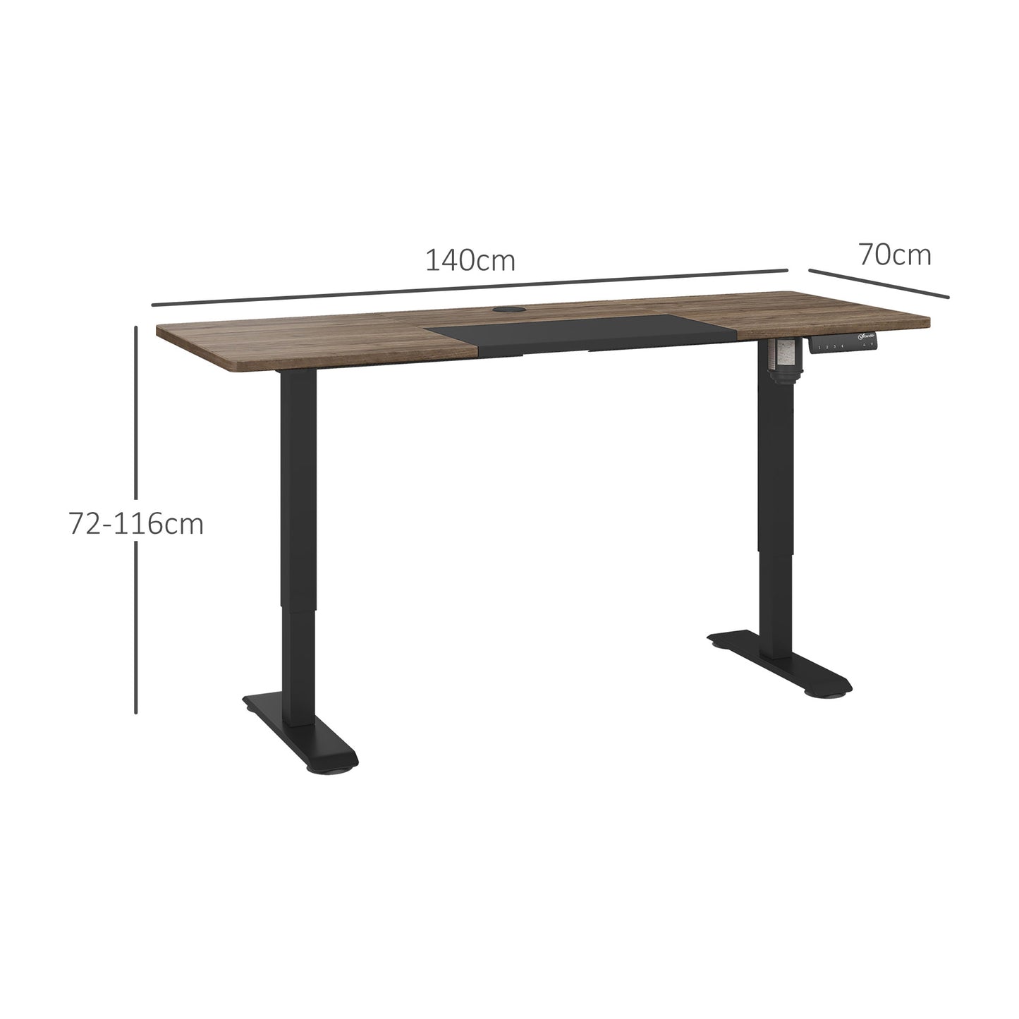 72-116cm Adjustable Electric Sit to Standing Desk with LED Display - Wood Black