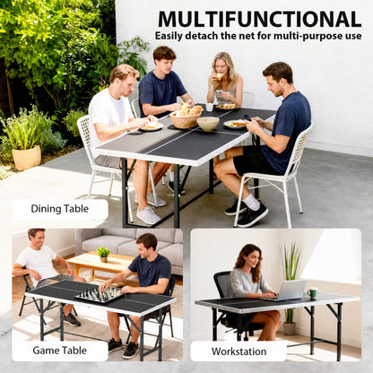SPORTNOW 5ft Mid-Size Table Tennis Table, Ping Pong Table with Net, 2 Table Tennis Paddles and 3 Balls for Indoor Game, Black