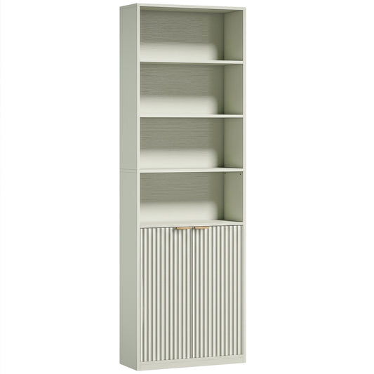 HOMCOM Bookcase Adjustable Shelf Bookshelf Anti-Tip Hardware 6-Tier, Light Green