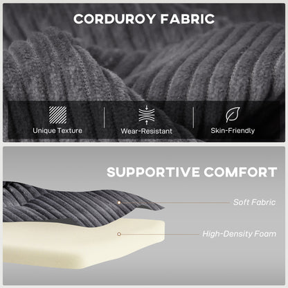 HOMCOM 2 Seater Click Clack Sofa Bed with Pull Out Design, Corduroy Upholstery - Charcoal Grey