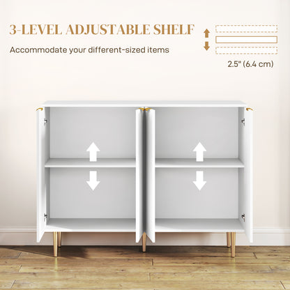 HOMCOM Sideboard Buffet Cabinet, Modern Kitchen Storage Cabinet with 4 Doors and Adjustable Shelves, White--ChewyGames-ChewyGames