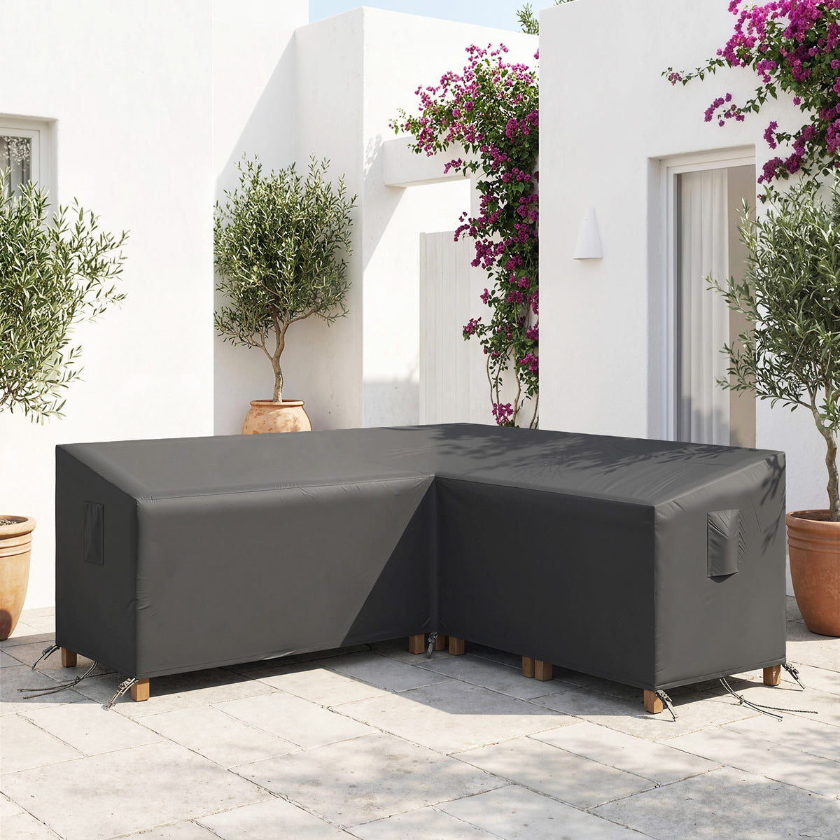 Outsunny V-Shaped Patio Furniture Cover, Waterproof Outdoor V-Shaped Sectional Sofa Cover, Anti-UV with Air Vent, Black