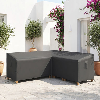 Outsunny V-Shaped Patio Furniture Cover, Waterproof Outdoor V-Shaped Sectional Sofa Cover, Anti-UV with Air Vent, Black