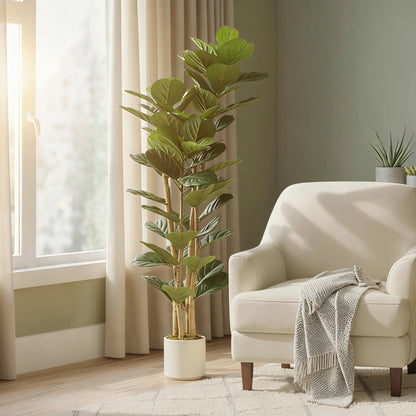 HOMCOM 150cm Artificial Fiddle Leaf Fig Tree - Green