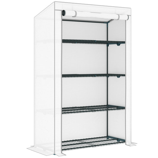 Outsunny Four-Tier Mini Greenhouse - Grey/White