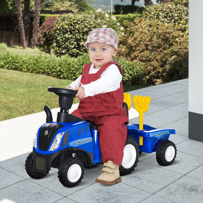 HOMCOM Ride On Tractor Toddler Walker Foot To Floor Slider w/ Horn Storage Steering Wheel for 1-3 Years Old Blue--ChewyGames-ChewyGames