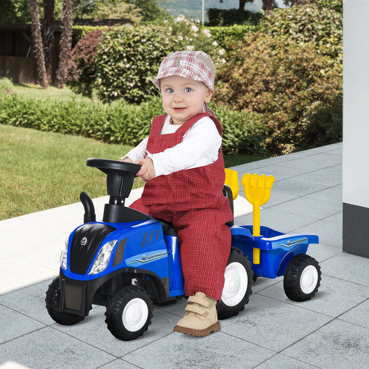 HOMCOM Ride On Tractor Toddler Walker Foot To Floor Slider w/ Horn Storage Steering Wheel for 1-3 Years Old Blue--ChewyGames-ChewyGames