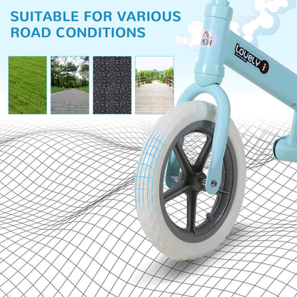 HOMCOM 12" Kids Balance Bike No Pedal Bicycle EVA Tyre Adjustable Seat Toddler Training Bike W/ Shock Absorber 2 - 5 Years Gift for Boys Girls Blue