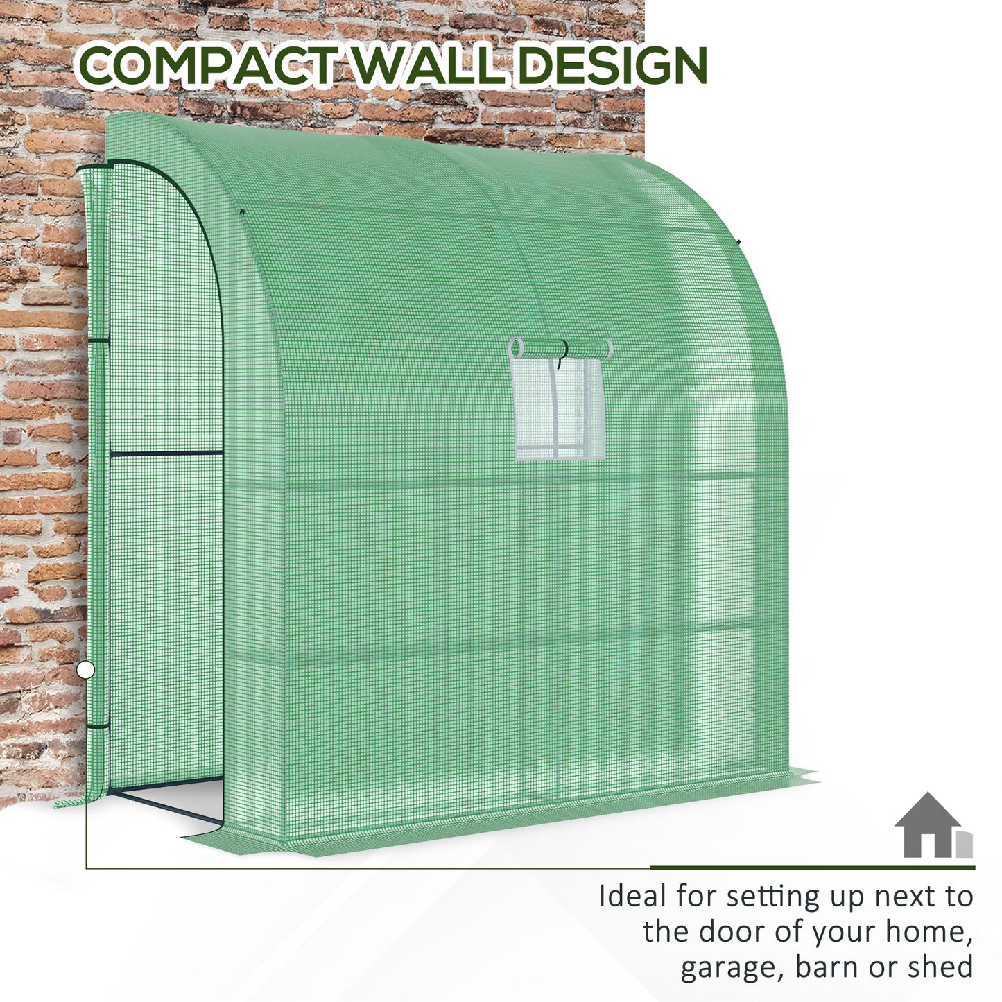 Outsunny Small Lean to Greenhouse 3-Tier with Shelves Outdoor, Green