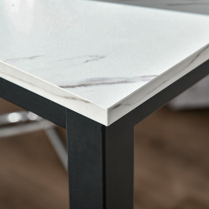 HOMCOM Rectangular Bar Table, Wood Effect Coffee Table for Small Space, Breakfast Dining, Kitchen, Industrial, White & Black