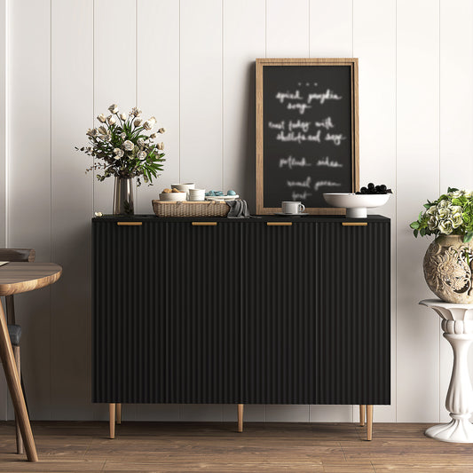 HOMCOM Sideboard Buffet Cabinet, Modern Kitchen Storage Cabinet with 4 Doors and Adjustable Shelves Black--ChewyGames-ChewyGames