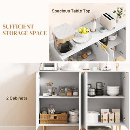 HOMCOM Sideboard Buffet Cabinet, Modern Kitchen Storage Cabinet with 4 Doors and Adjustable Shelves, White--ChewyGames-ChewyGames