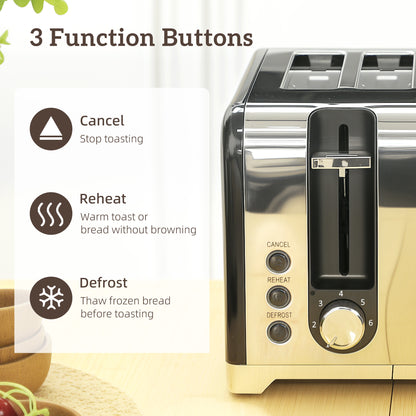 HOMCOM Retro 3000W Kettle and Toaster Set - Black