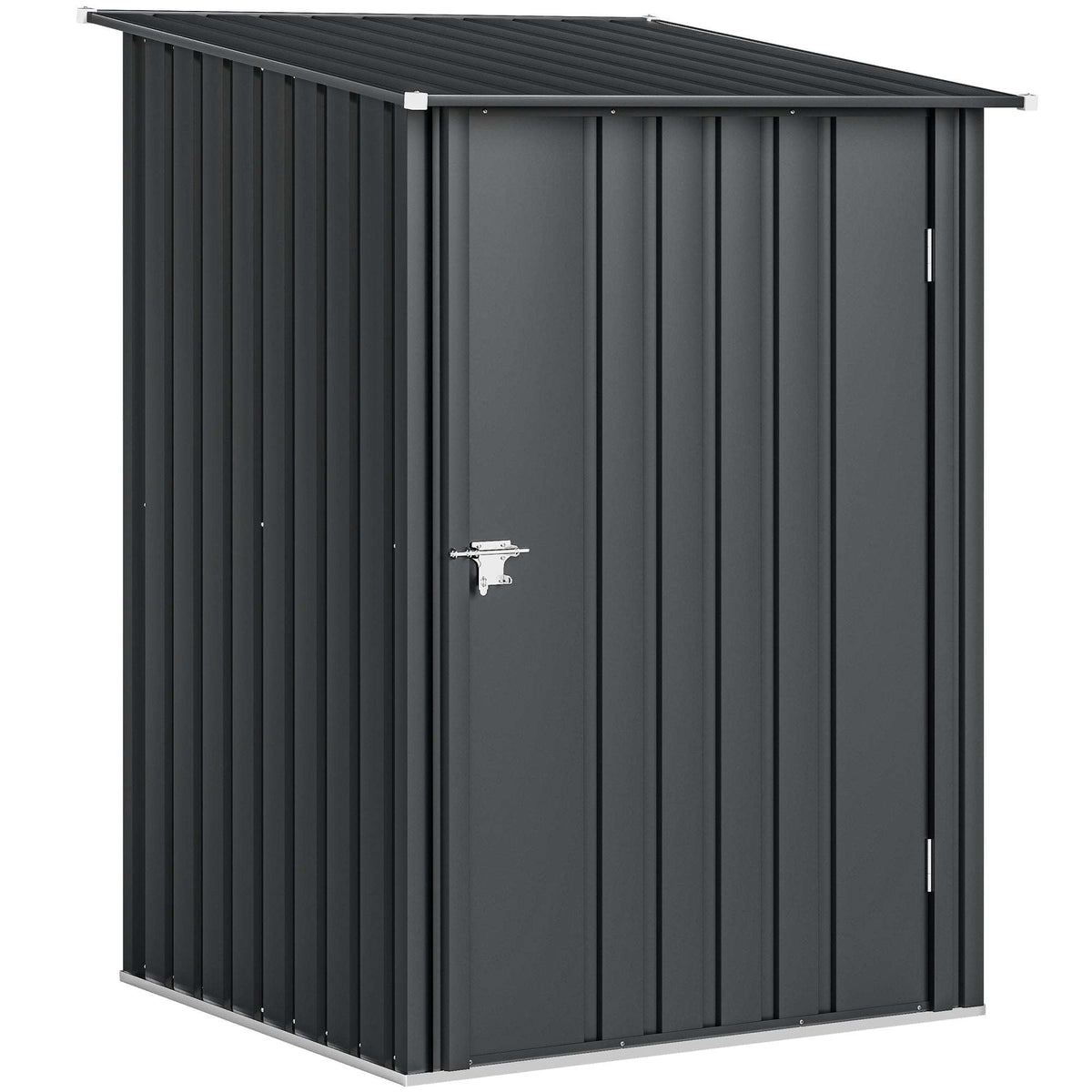 Outsunny 3.3 x 3.4ft Lean To Steel Garden Shed, with Locking Door - Dark Grey