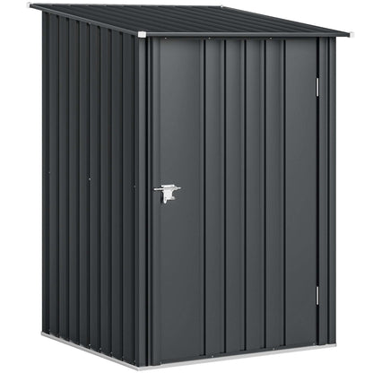 Outsunny 3.3 x 3.4ft Lean To Steel Garden Shed, with Locking Door - Dark Grey