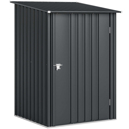 Outsunny 3.3 x 3.4ft Lean To Steel Garden Shed, with Locking Door - Dark Grey