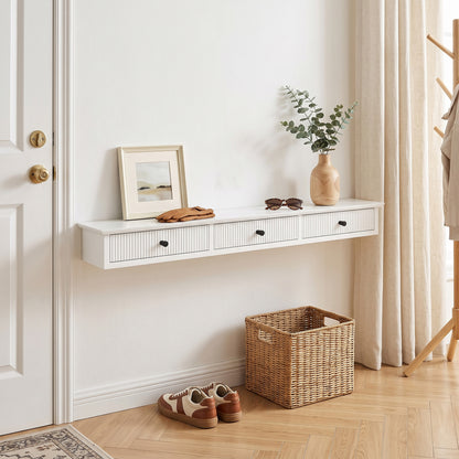 HOMCOM Shelf Wall-Mounted Storage Shelf Shelving Unit MDF 93 x 15 x 10 cm Entryway Kitchen Living Room, White