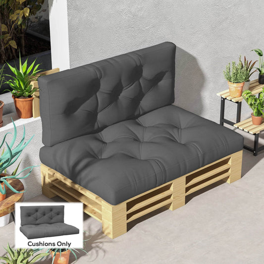 Outsunny Seat and Back Padded Pallet Cushion Set - Dark Grey