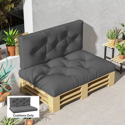 Outsunny Seat and Back Padded Pallet Cushion Set - Dark Grey