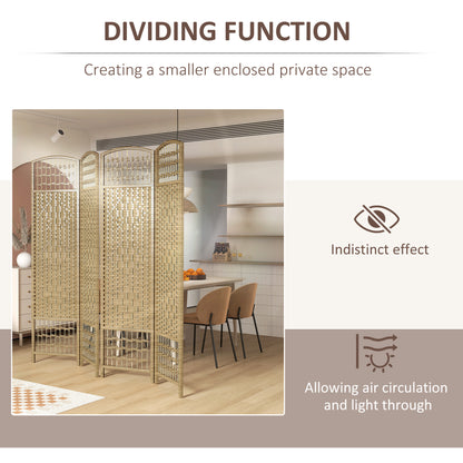 HOMCOM 4 Panel Folding Room Divider, Privacy Screen, Paravent Partition Separator for Living Room, Bedroom, Natural