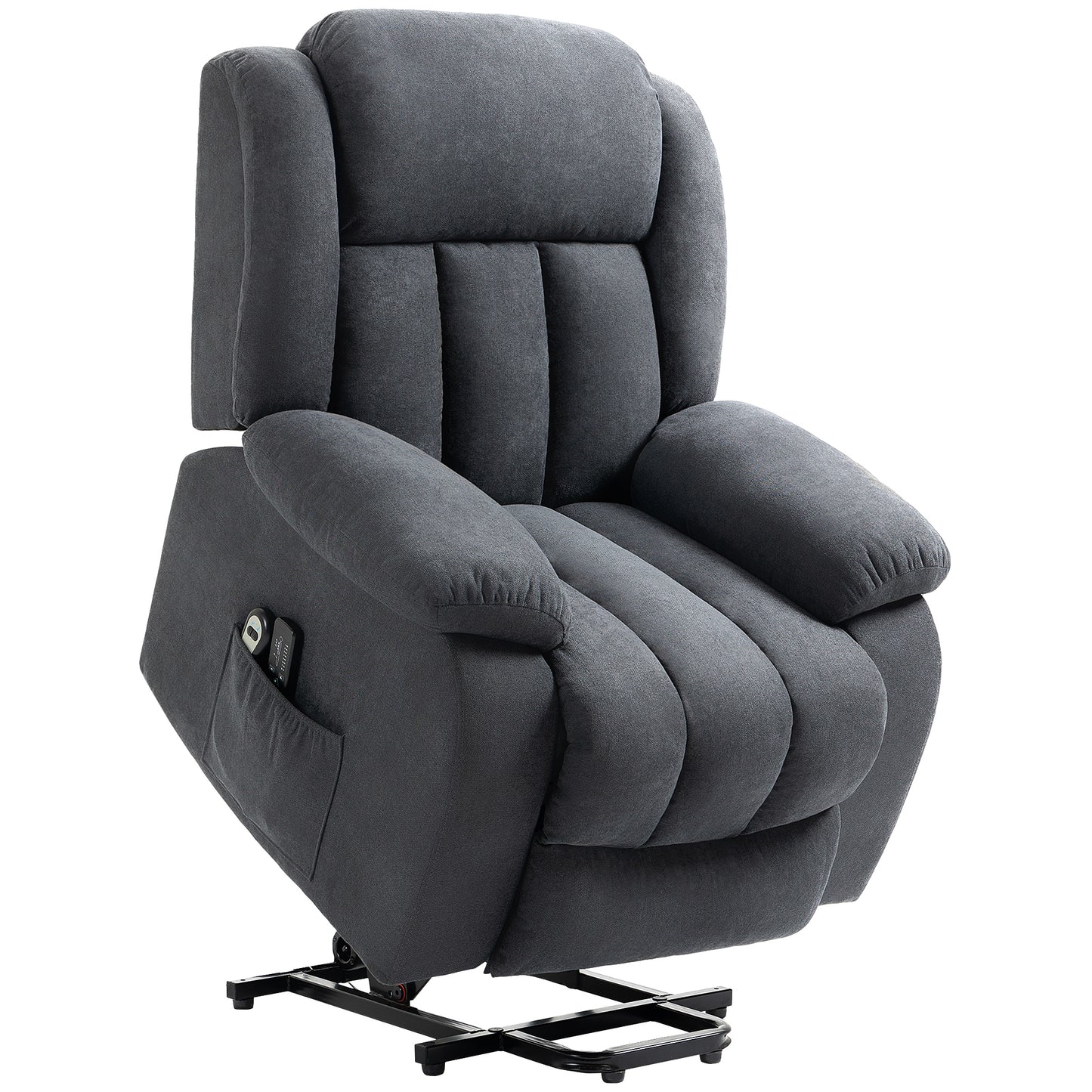 HOMCOM Power Lift Recliner Chair with Vibration Massage, Lift Chair for Elderly with Footrest, Remote, Side Pocket, Dark Grey
