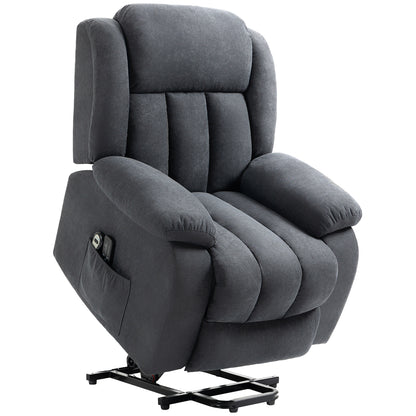 HOMCOM Power Lift Recliner Chair with Vibration Massage, Lift Chair for Elderly with Footrest, Remote, Side Pocket, Dark Grey