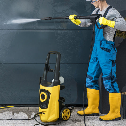 DURHAND 1800W High Pressure Washer, 150 Bar Pressure, 510 L/h Flow, High-Performance Portable Power Washer Jet Wash Cleaner with 6M Hose, Snow Foam Bottle for Garden, Car, Furniture, Yellow