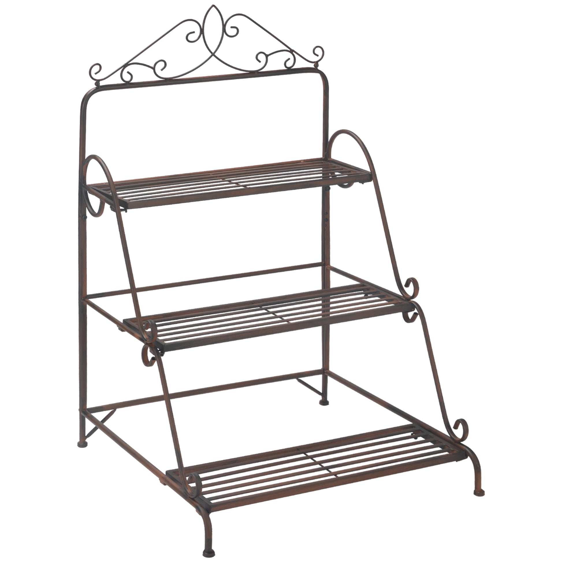 Outsunny 3 Tier Stair Style Metal Plant Stand, Flower Pot Holder Display Shelf, Storage Organizer Rack for Indoor Outdoor Patio Balcony Yard--ChewyGames-ChewyGames