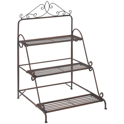 Outsunny 3 Tier Stair Style Metal Plant Stand, Flower Pot Holder Display Shelf, Storage Organizer Rack for Indoor Outdoor Patio Balcony Yard--ChewyGames-ChewyGames